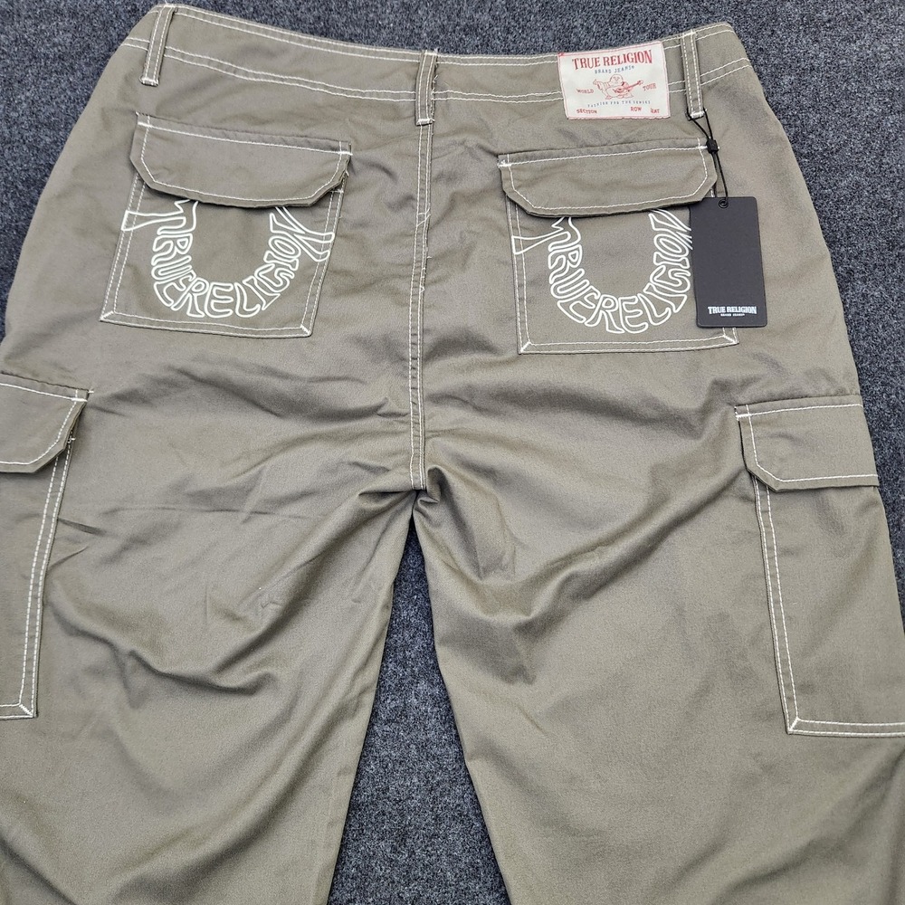 True Religion Brand Jeans Men's Sz 36 Cargo Pants Kalamata Green MSRP $169 NWT